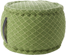 Load image into Gallery viewer, 20&quot; Green Diamond Pattern Round Pouf Ottoman
