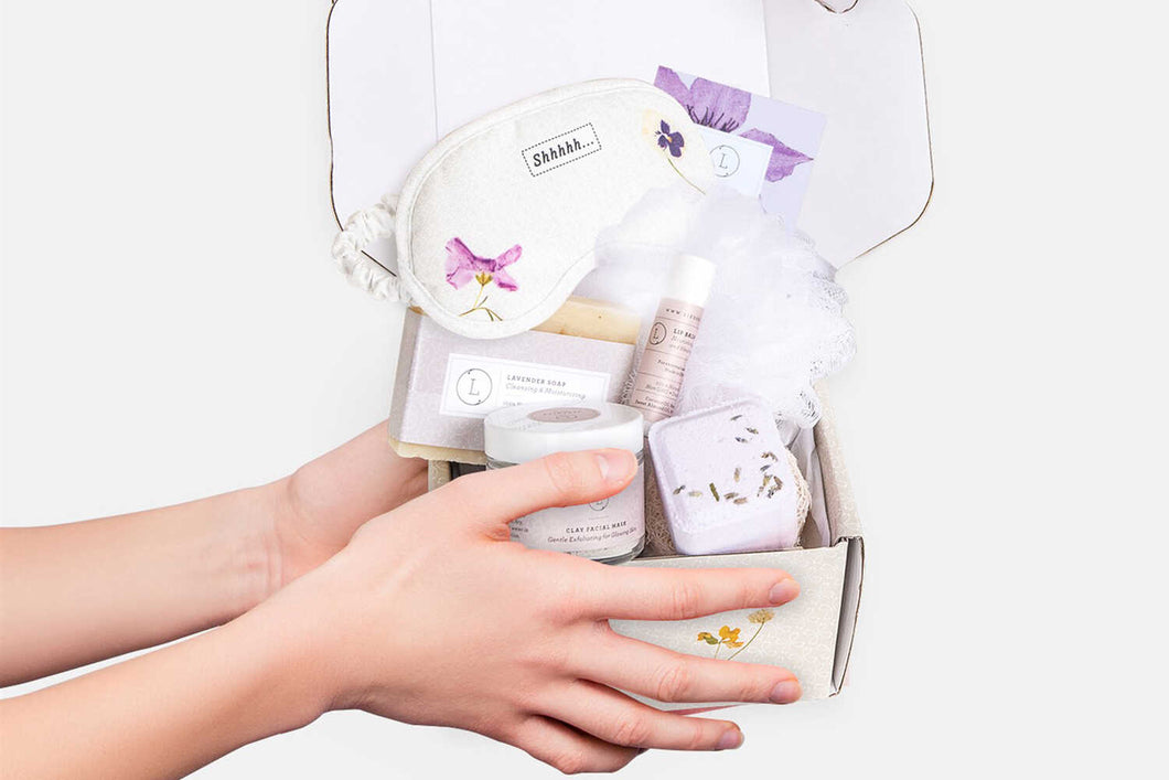 Lavender bath and body set, Natural skincare appreciation gift box